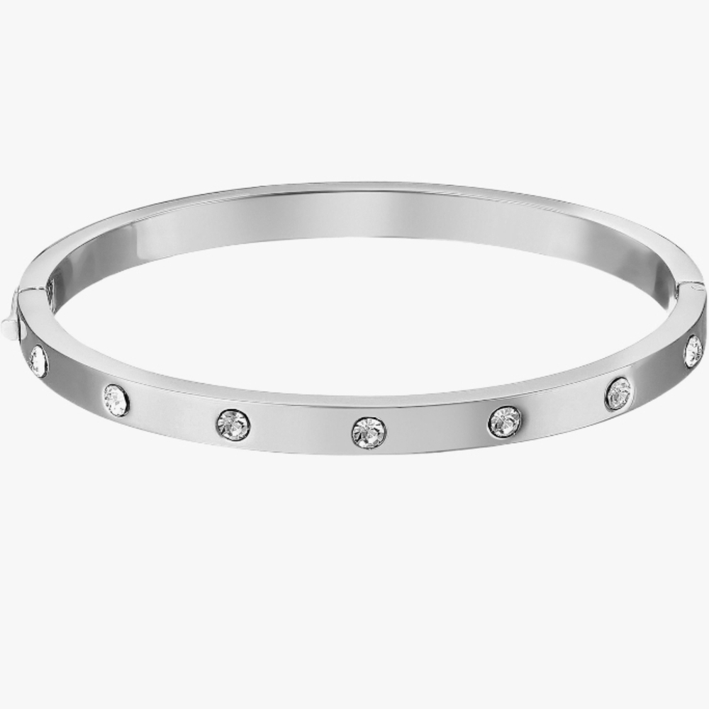 kate spade Silver Crystal-Stud Slim Bangle Bracelet / Free Mystery Gift